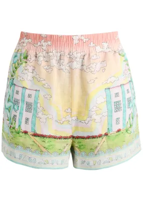 CASABLANCA Vase printed linen shorts  -                         -                     -                