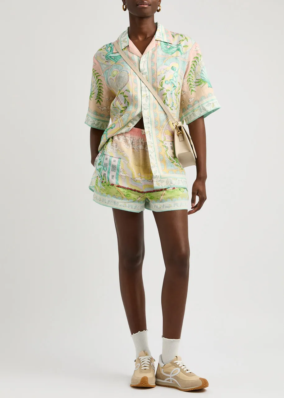 CASABLANCA Vase printed linen shorts  -                         -                     -                