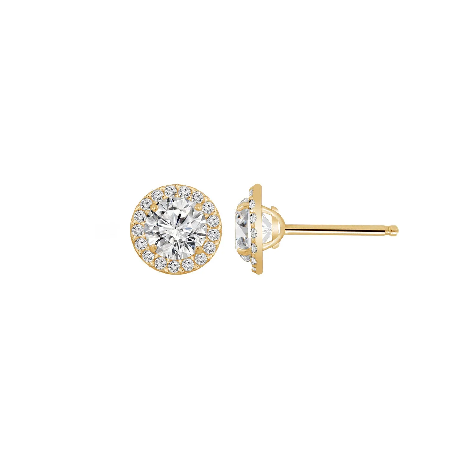 Casablanca Yellow Gold Halo Stud Earrings