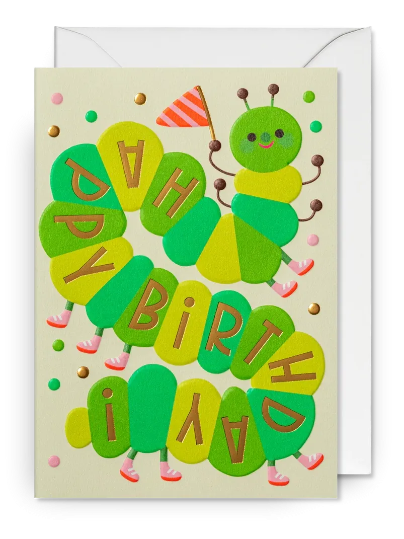 Caterpillar Birthday Card - Happy & Vibrant Design