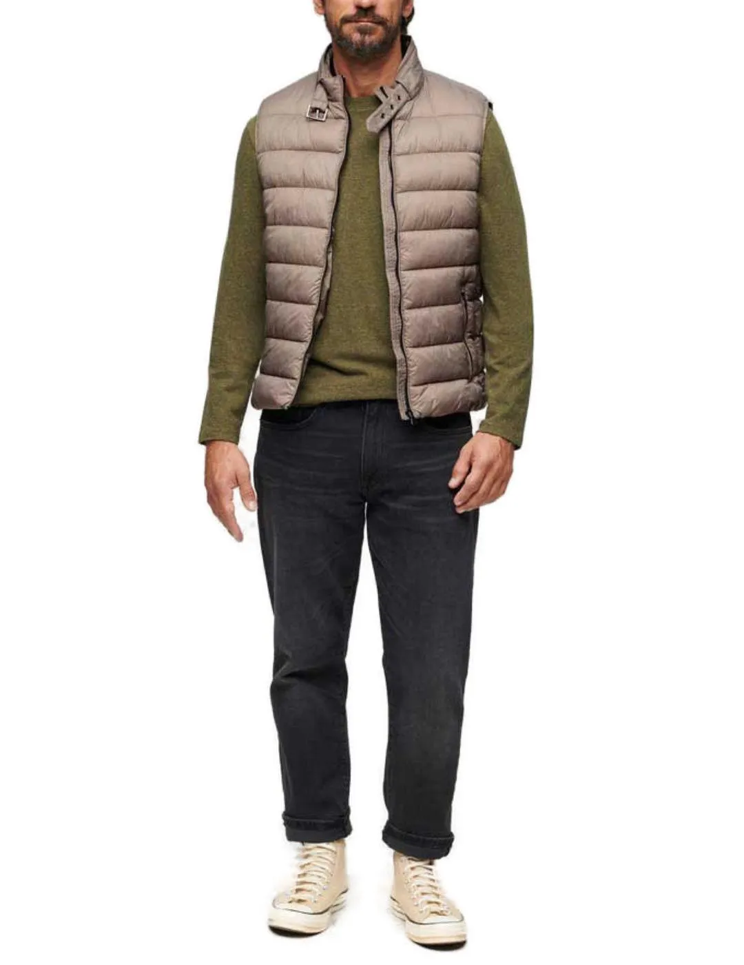 Chaleco Superdry Gilet beige guateado ajustado para hombre