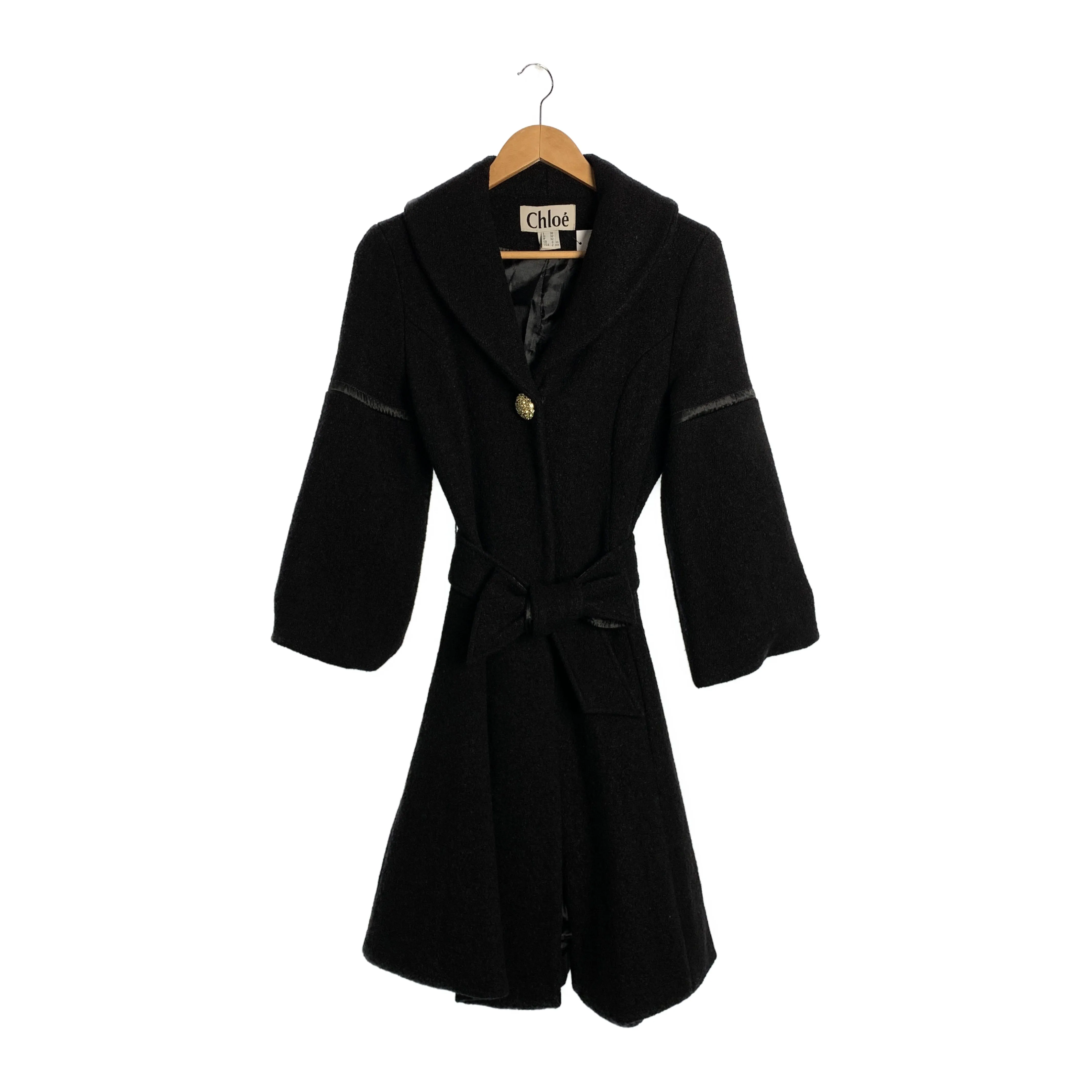 Chloe coat size 36 black wool.