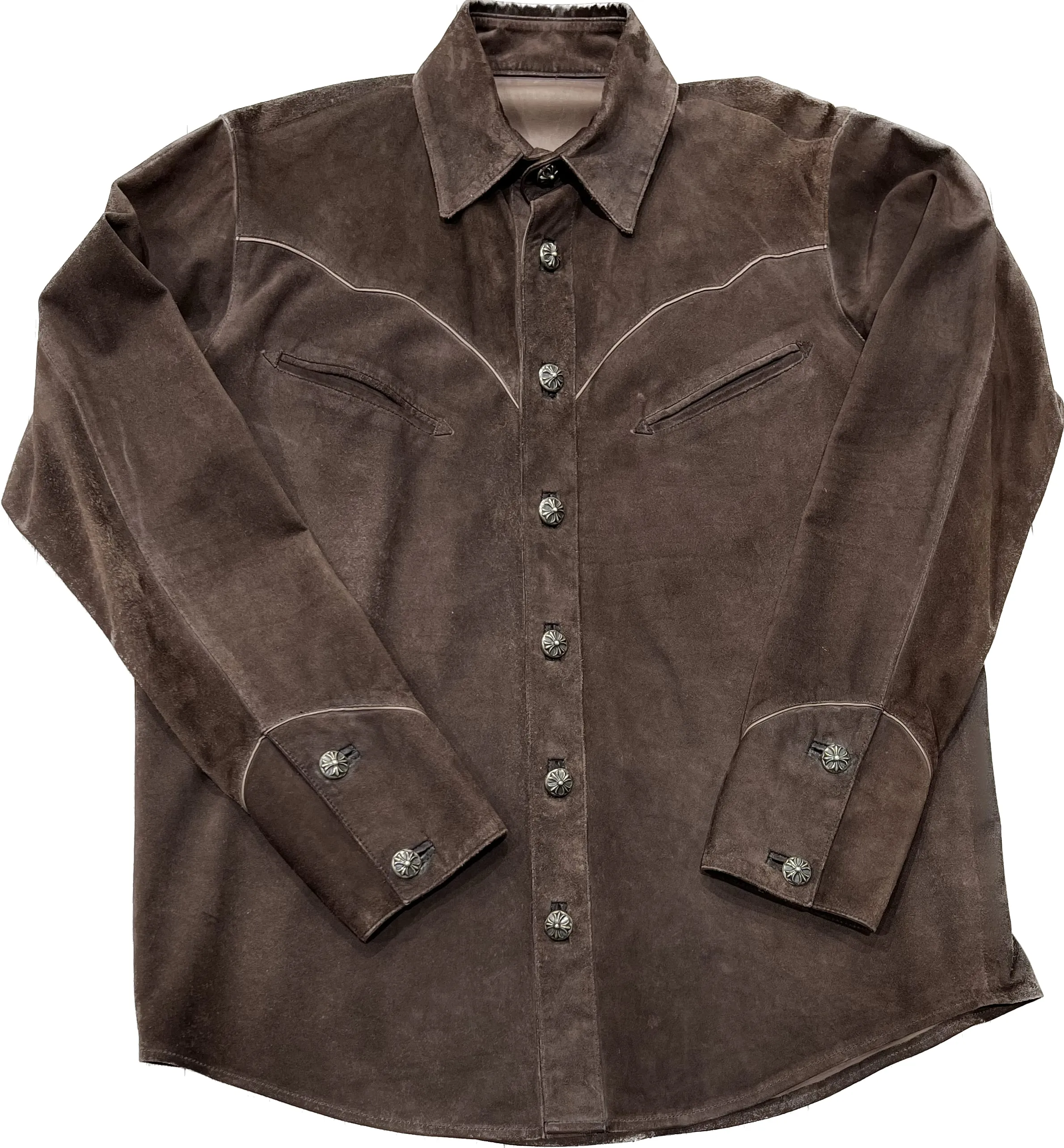 Chrome Hearts Brown Suede Button Up Shirt 1995