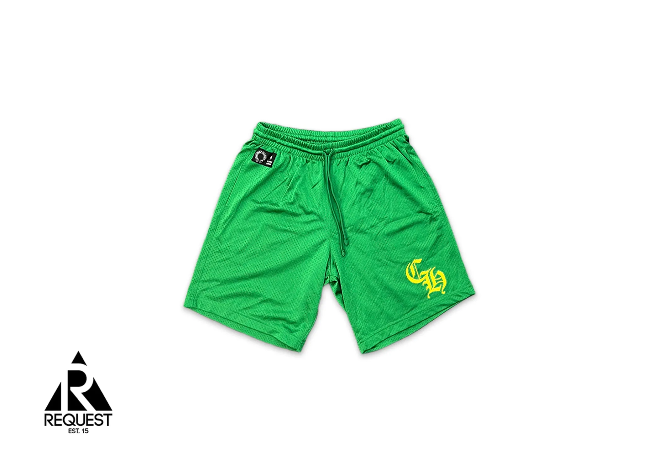 Chrome Hearts Green/Yellow Sports Mesh Varsity Shorts