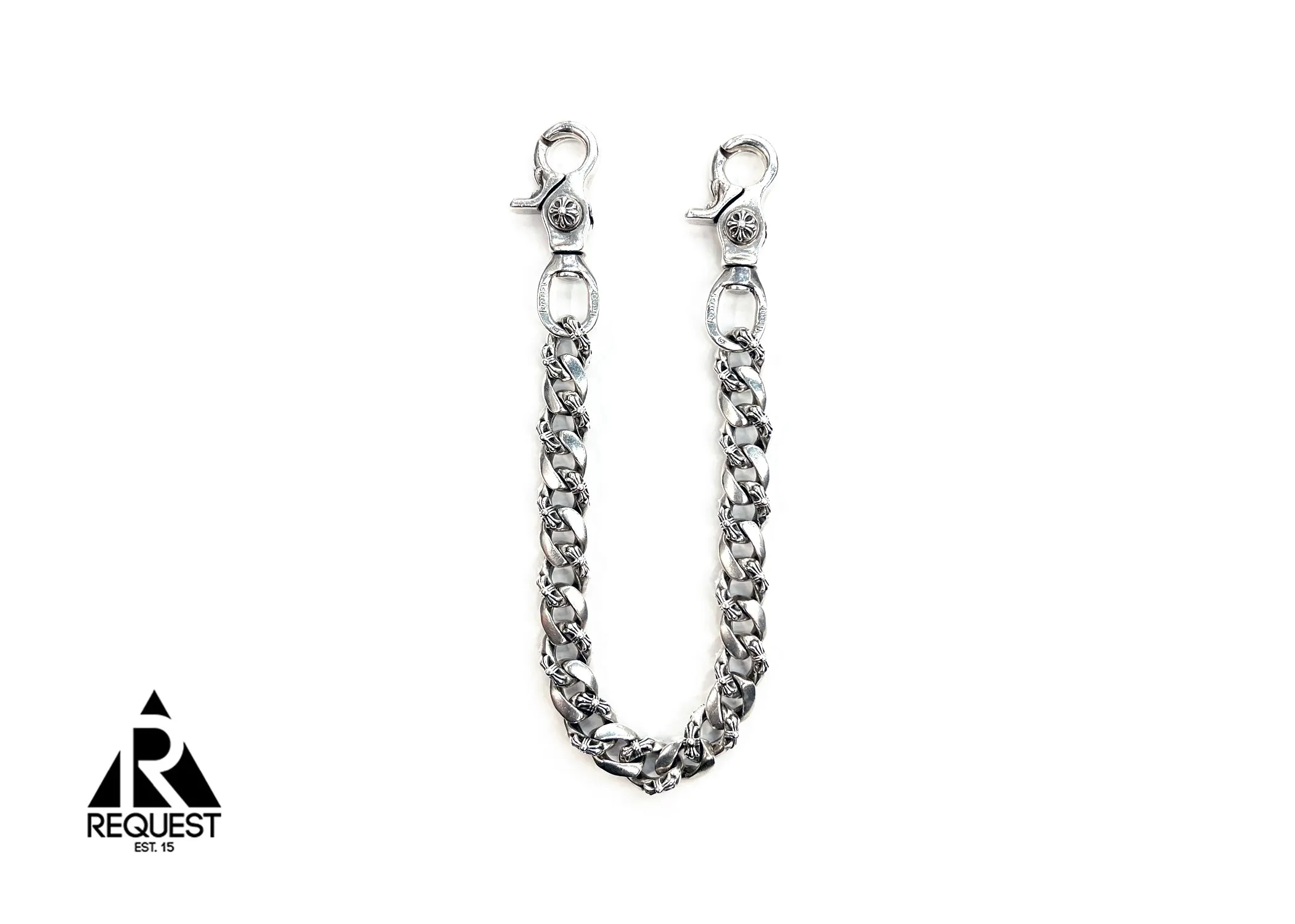 Chrome Hearts link chain double claw wallet chain in .925 silver.