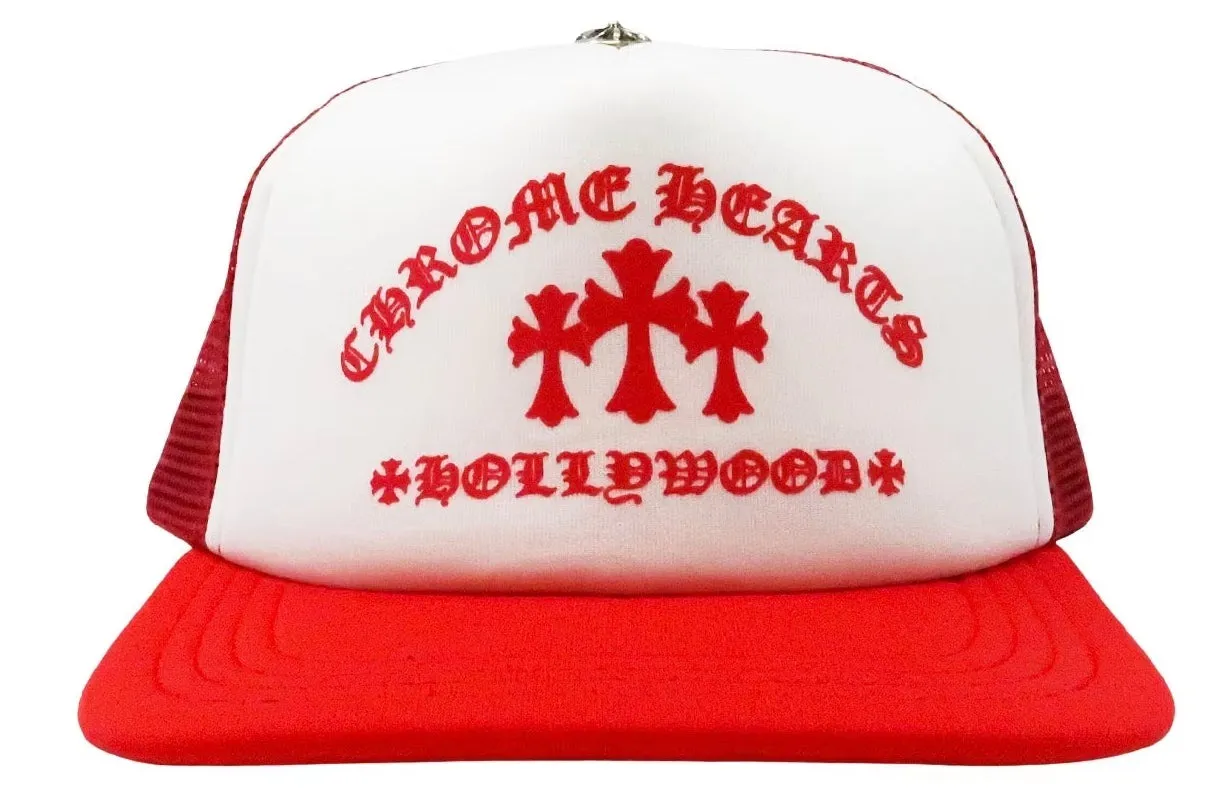 Chrome Hearts Red and White King Taco Trucker Hat