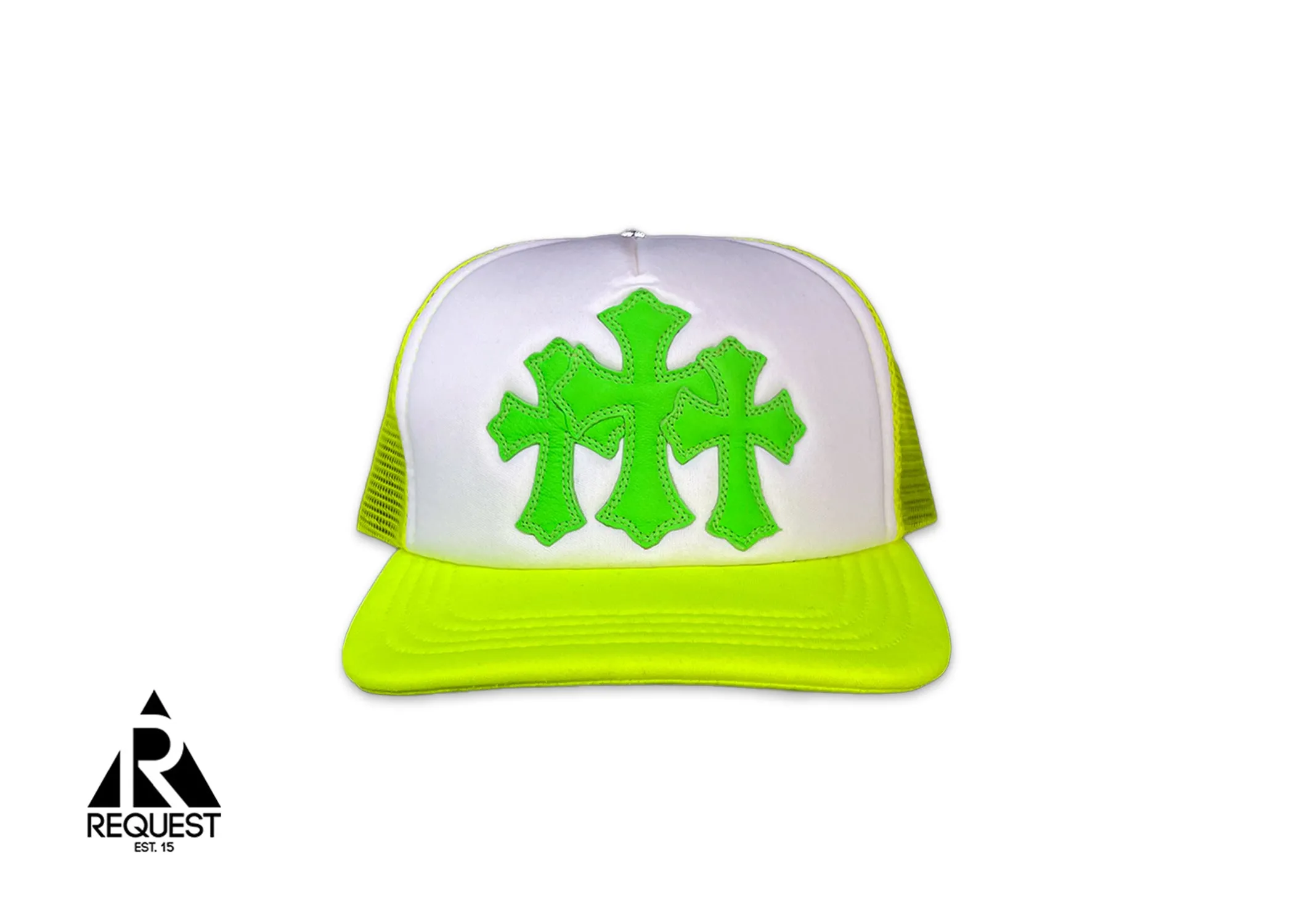 Chrome Hearts Triple Cross Trucker Lime Green - Miami Exclusive