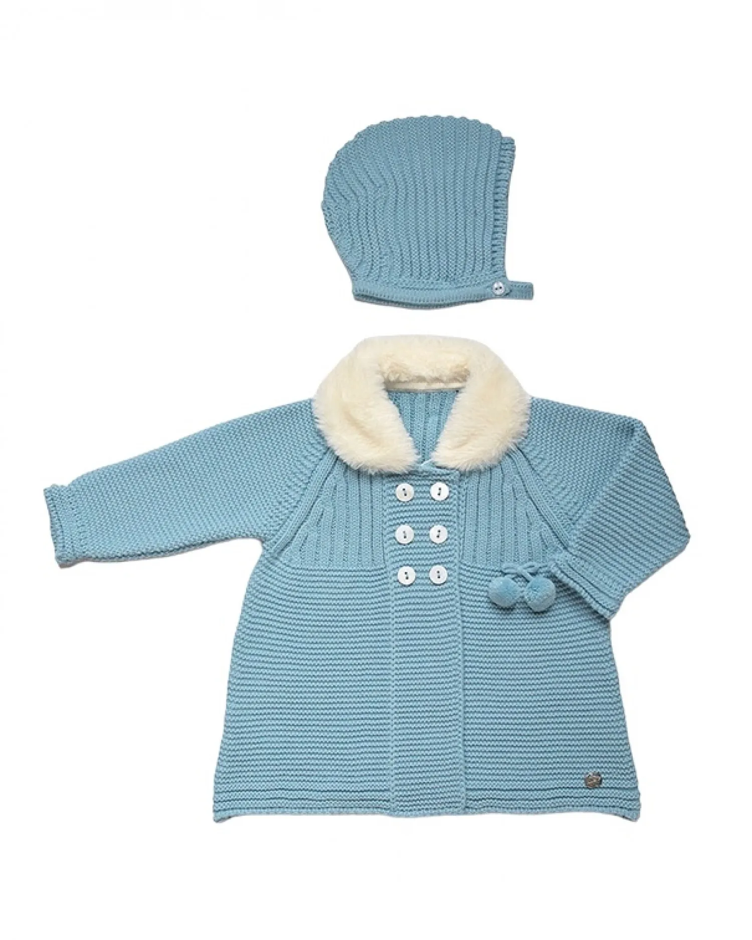 Cloud color unisex coat and bonnet set