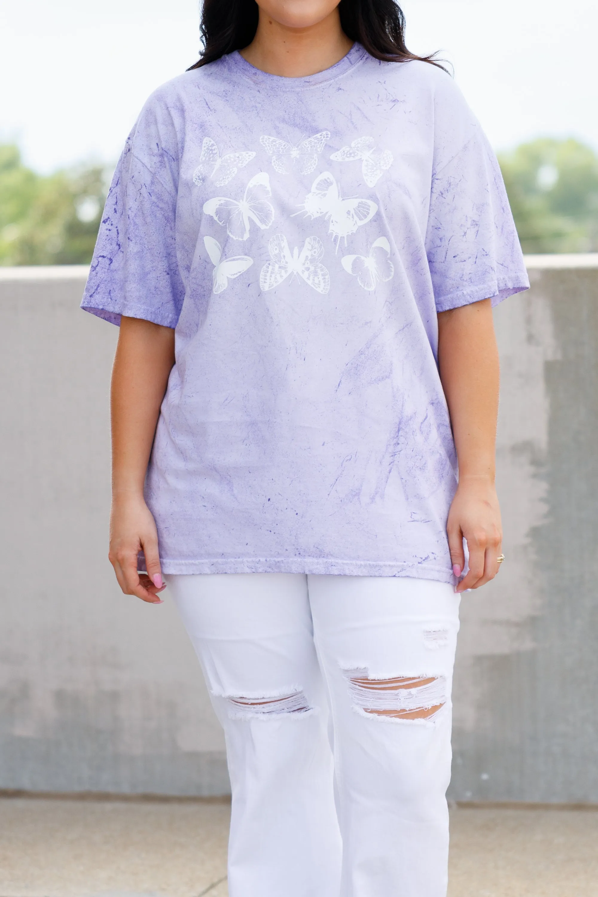 Comfort Colors: Give Him Butterflies Tee, Amethyst Colorblast