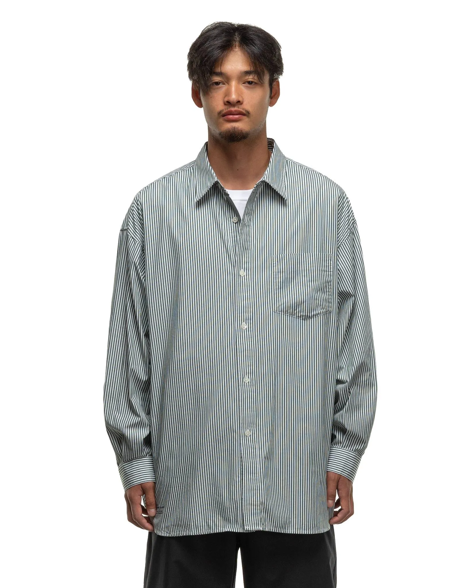 Corporate Uniform L/S Shirt Green Stripe