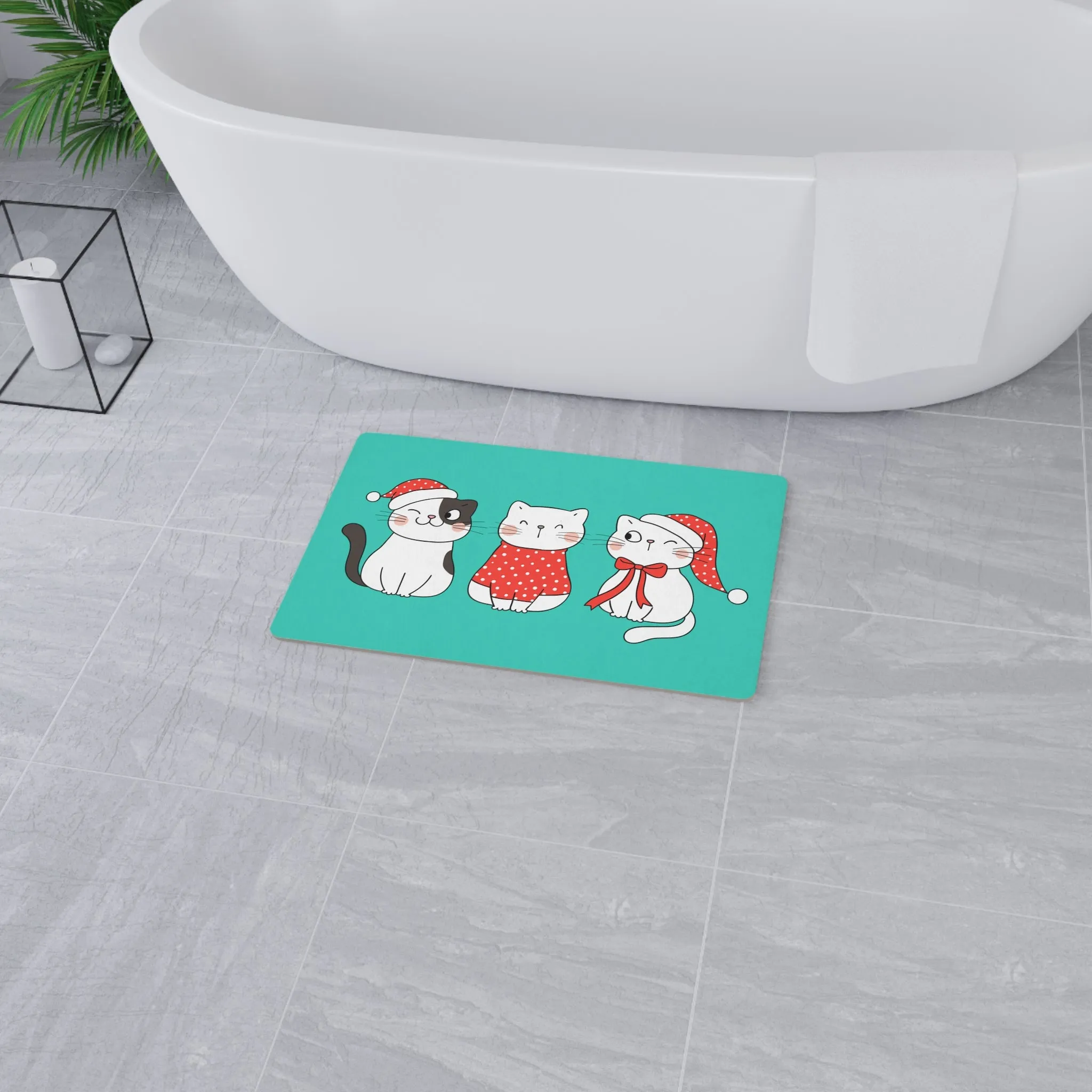 Cute Cats Christmas Floor Mat