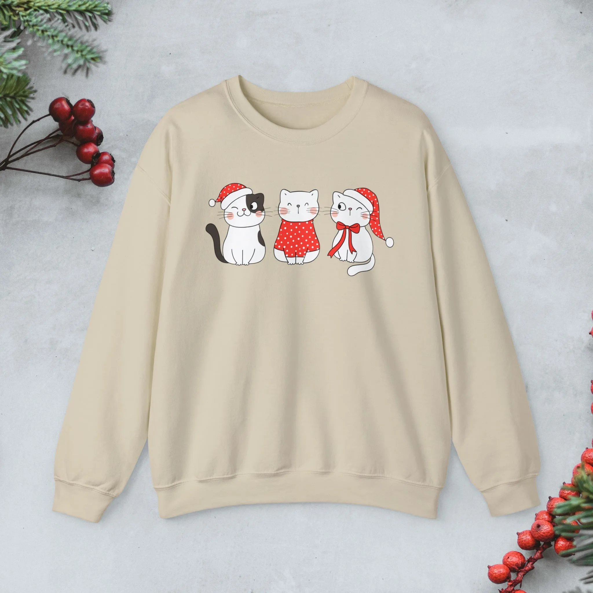 Cute Cats Trio Christmas Sweatshirt