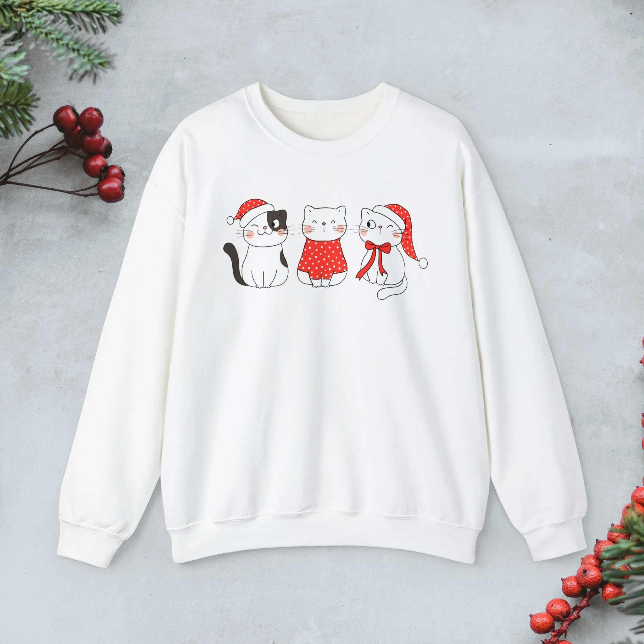 Cute Cats Trio Christmas Sweatshirt