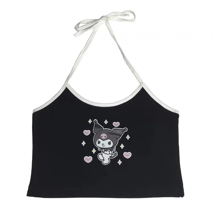 Cute Kuromi Softgirl Sling Vest with Printing - BY50095