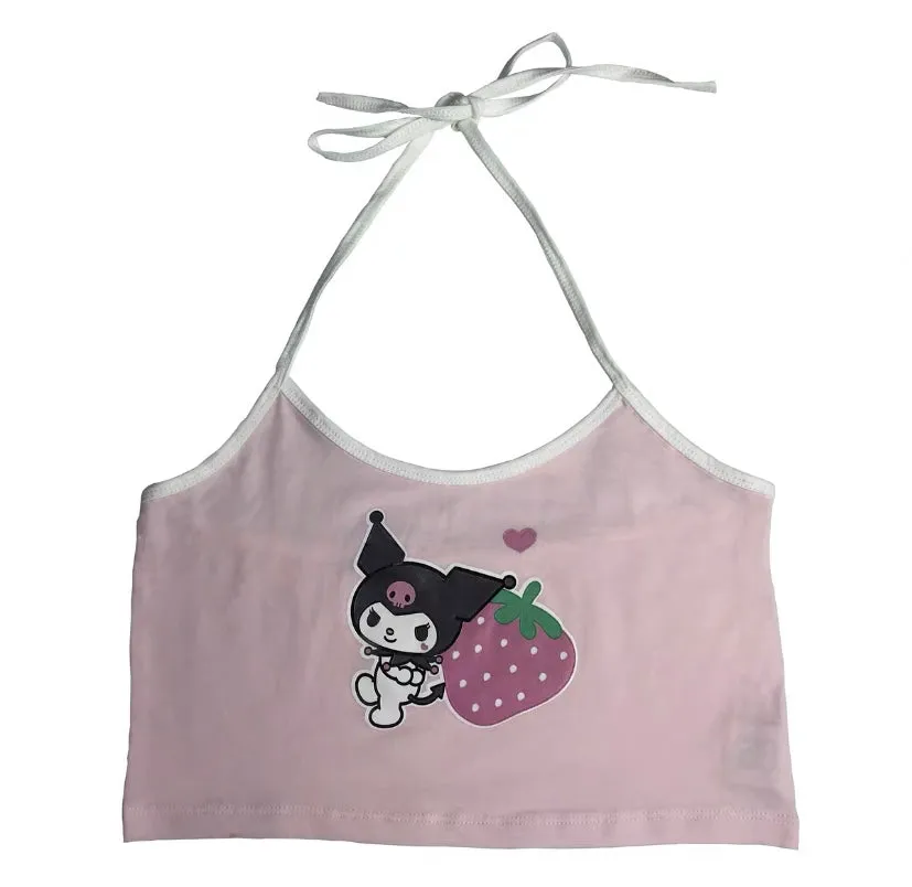 Cute Kuromi Softgirl Sling Vest with Printing - BY50095