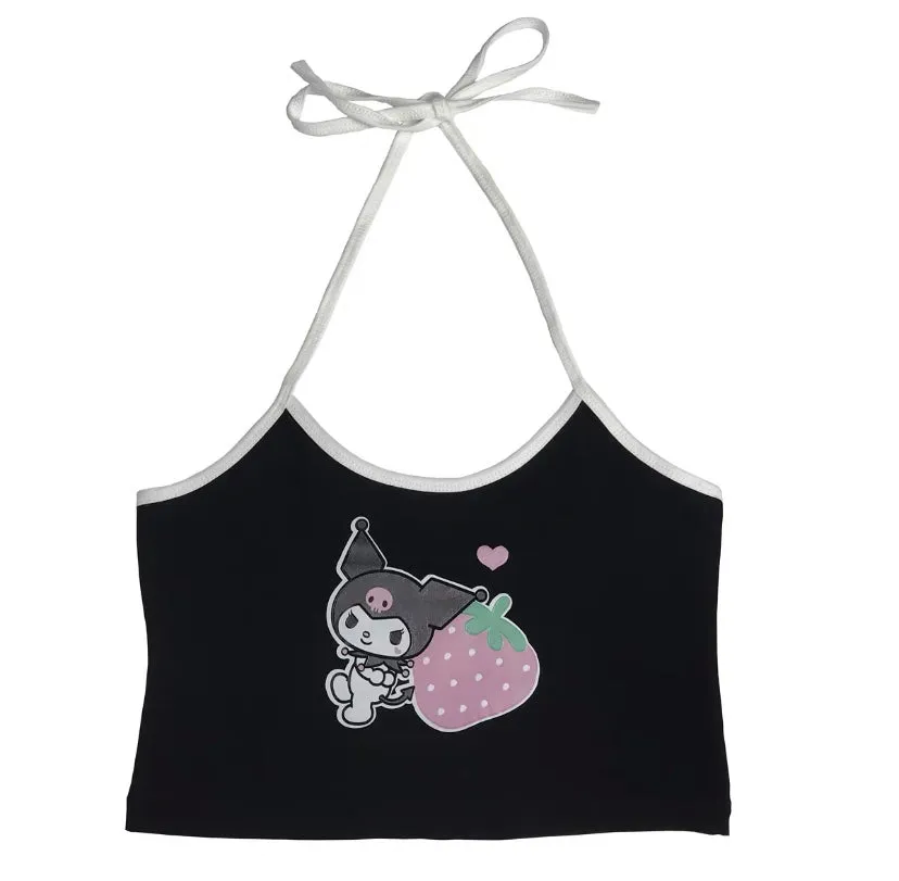 Cute Kuromi Softgirl Sling Vest with Printing - BY50095