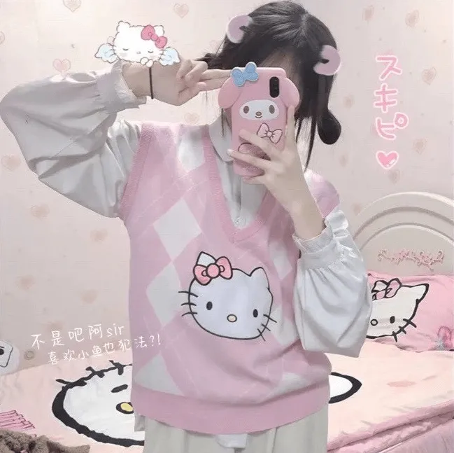 Cute Pink Hello Kitty Knit Vest - BY9001