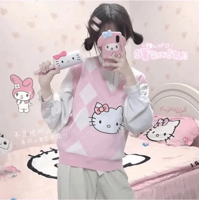 Cute Pink Hello Kitty Knit Vest - BY9001