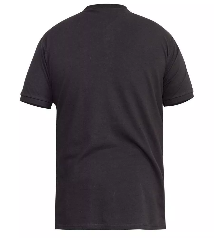 D555 Mens Fully Combed Black Pique Polo Shirt With Pocket (GRANT BLACK)