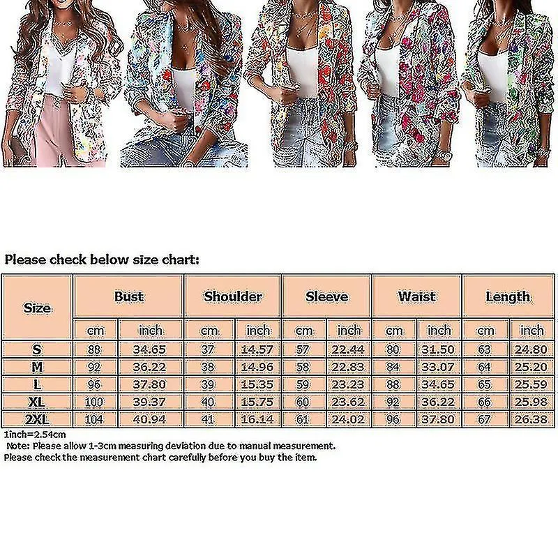 Damas Tie Dye Business Jackets Casual Autumn Coat Floral Print Blazers