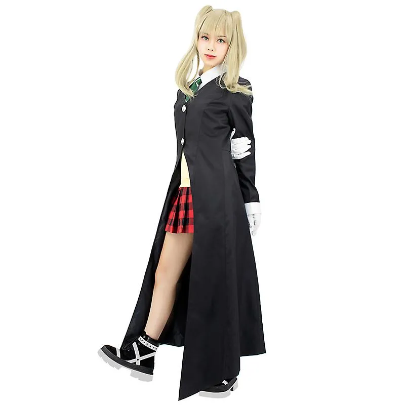 Dazcos Soul Eater Maka Albarn Cosplay 6pcs Jacket+vest+shirt+tie+plaid Skirt+gloves For Women Full Set Trench Uniform Halloween