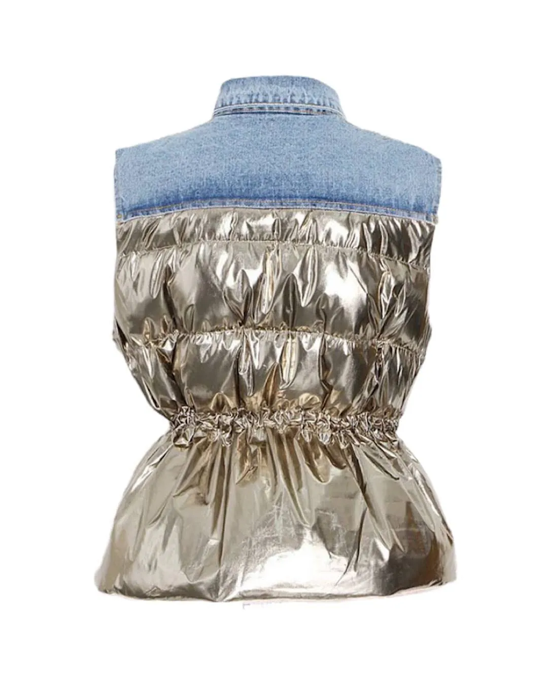 Denim Metallic Puff Vest