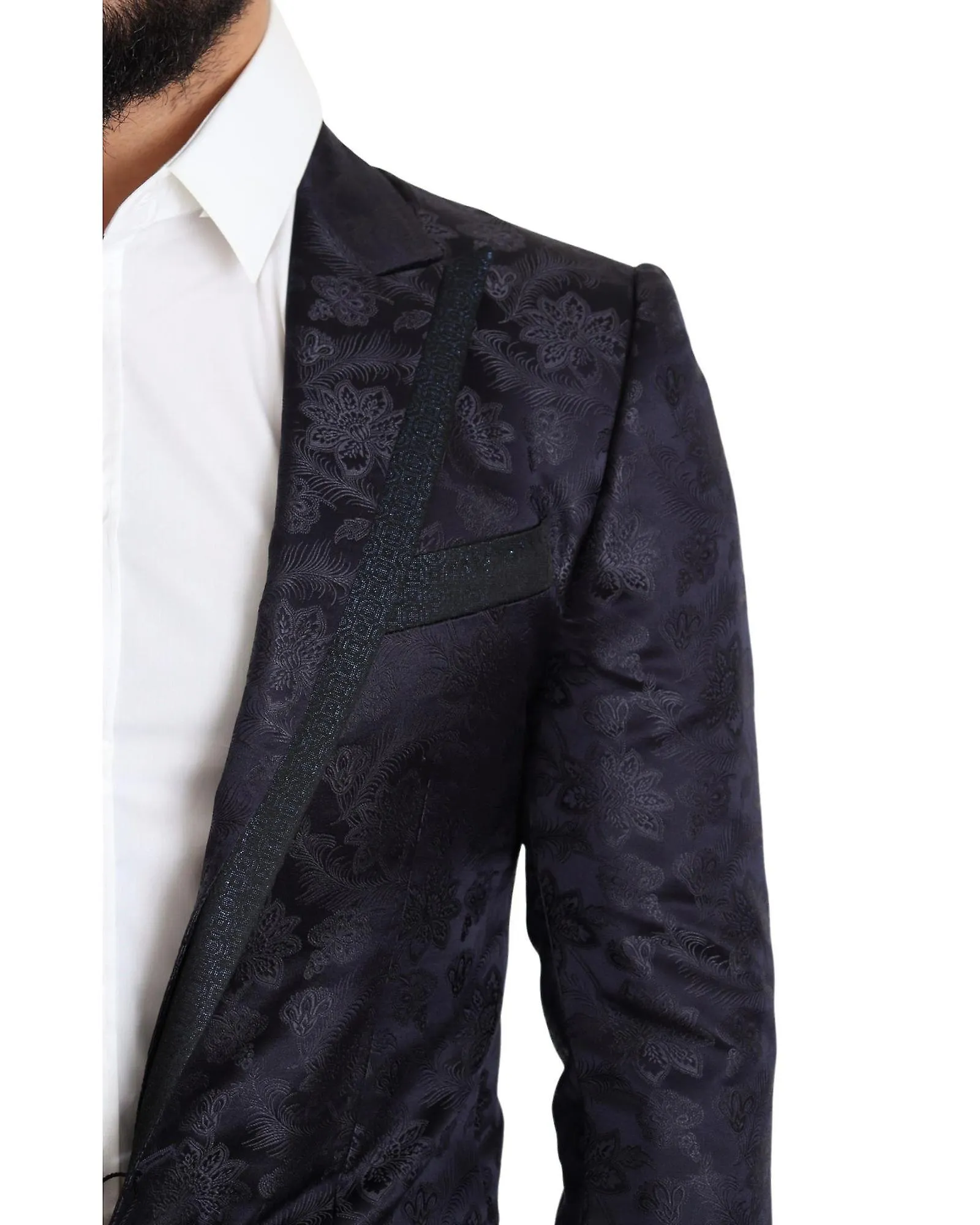 Dolce & Gabbana Jacquard Silk Coat with Floral Detailing