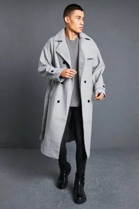 Double Breasted Storm Flap Trench Overcoat | boohooMAN UK