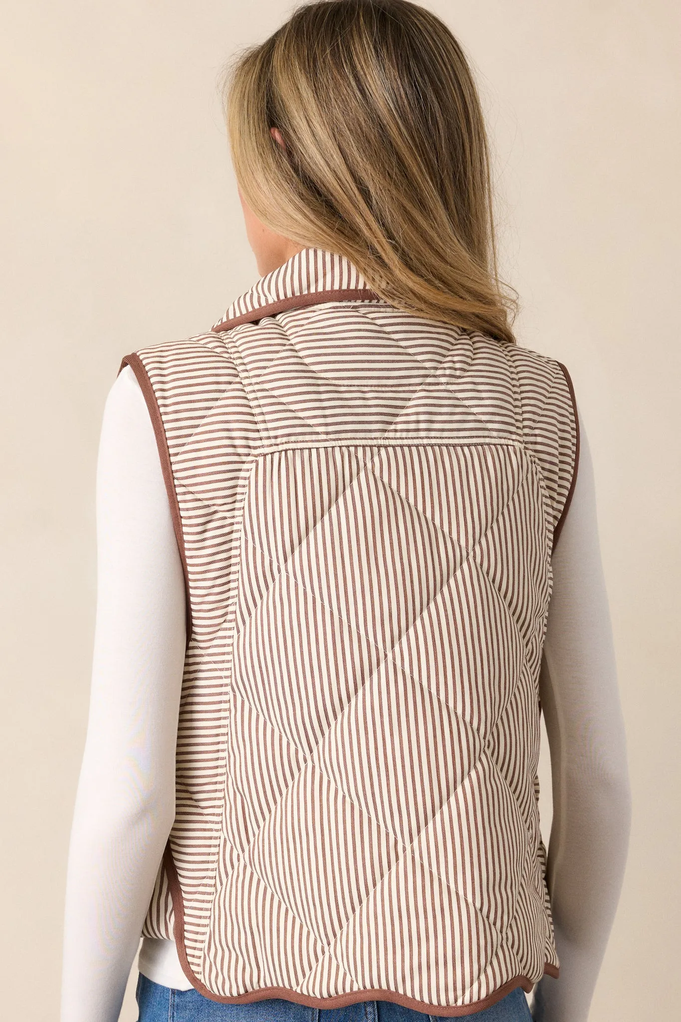 Drifting Branches Chocolate Stripe Quilted Vest