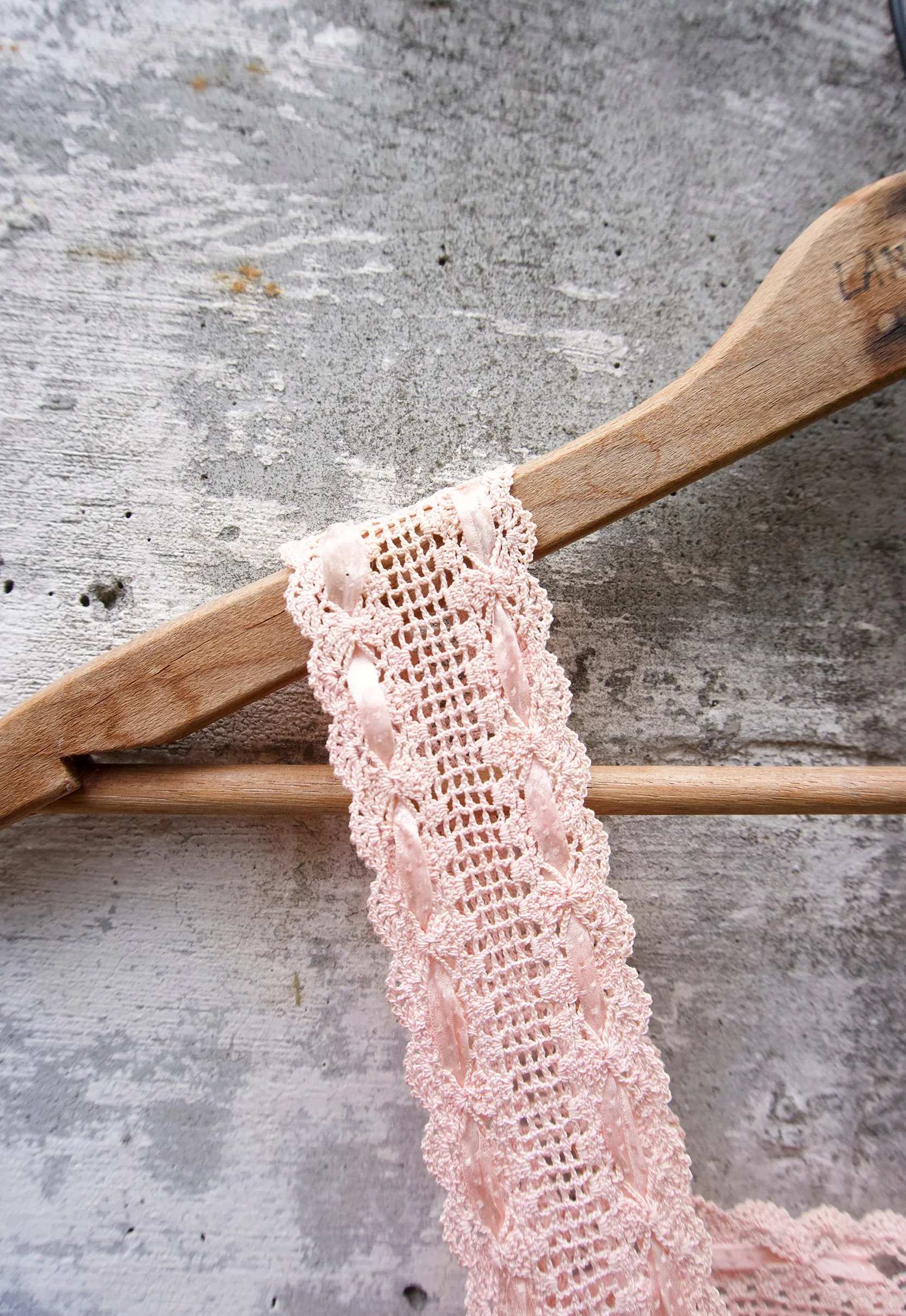 Early 1900's Blush Silk & Crochet Lace Edwardian Camisole