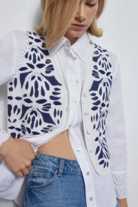 Embroidered cropped gilet