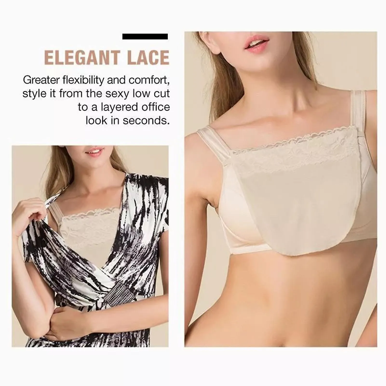 Encaje Privacy Invisibles Bra para Mujer Anti Peep Clip-on Mock Camisole Bra