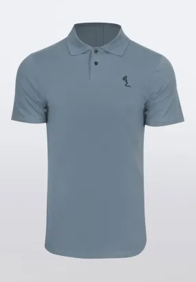 ESSENTIAL CURVED HEM SLATE POLO SHIRT