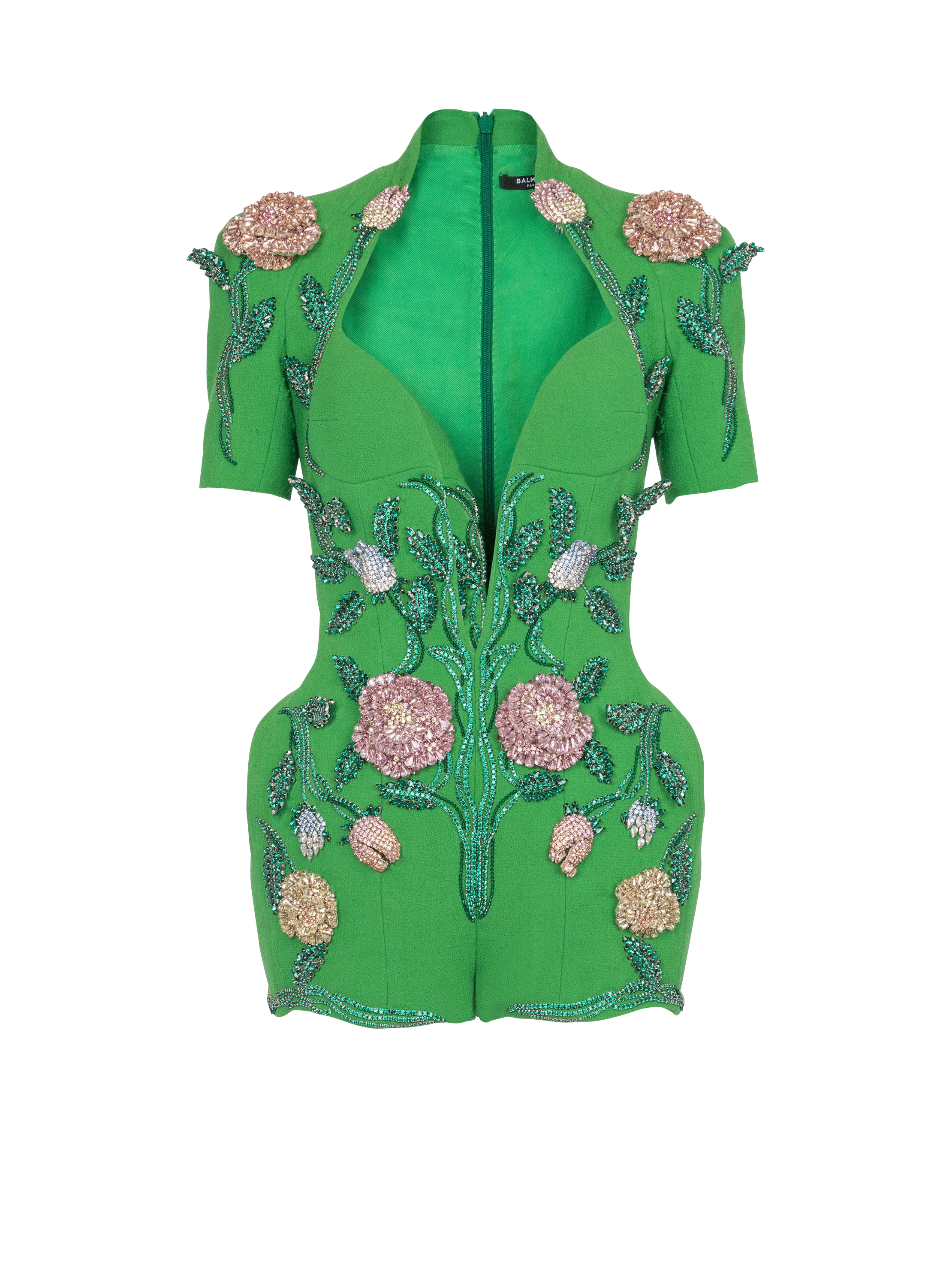 Flower-embroidered playsuit