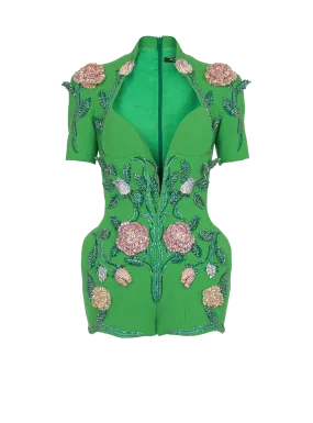 Flower-embroidered playsuit