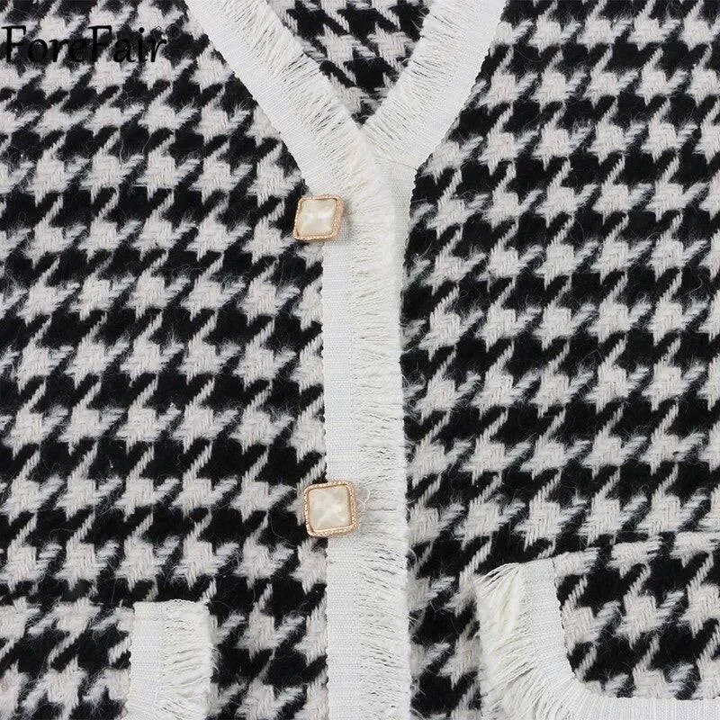 Fringed Houndstooth Knit Vest - Shop Now!