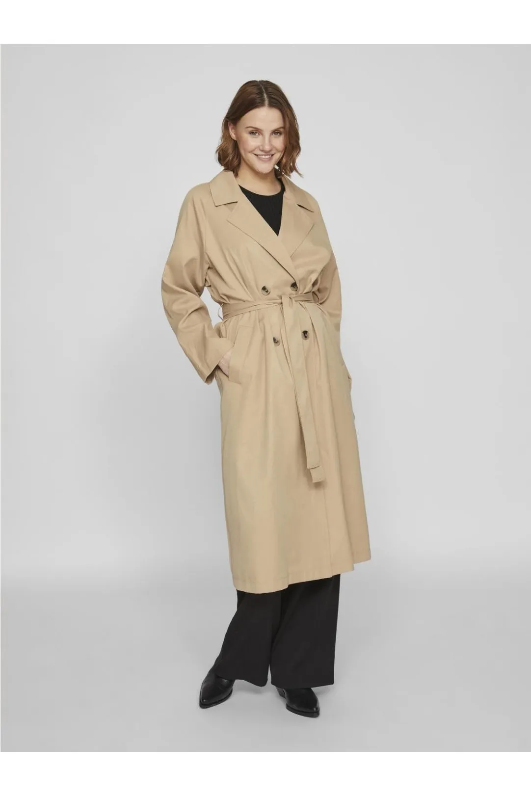 GABARDINA MIDI TRENCH COAT CAMEL