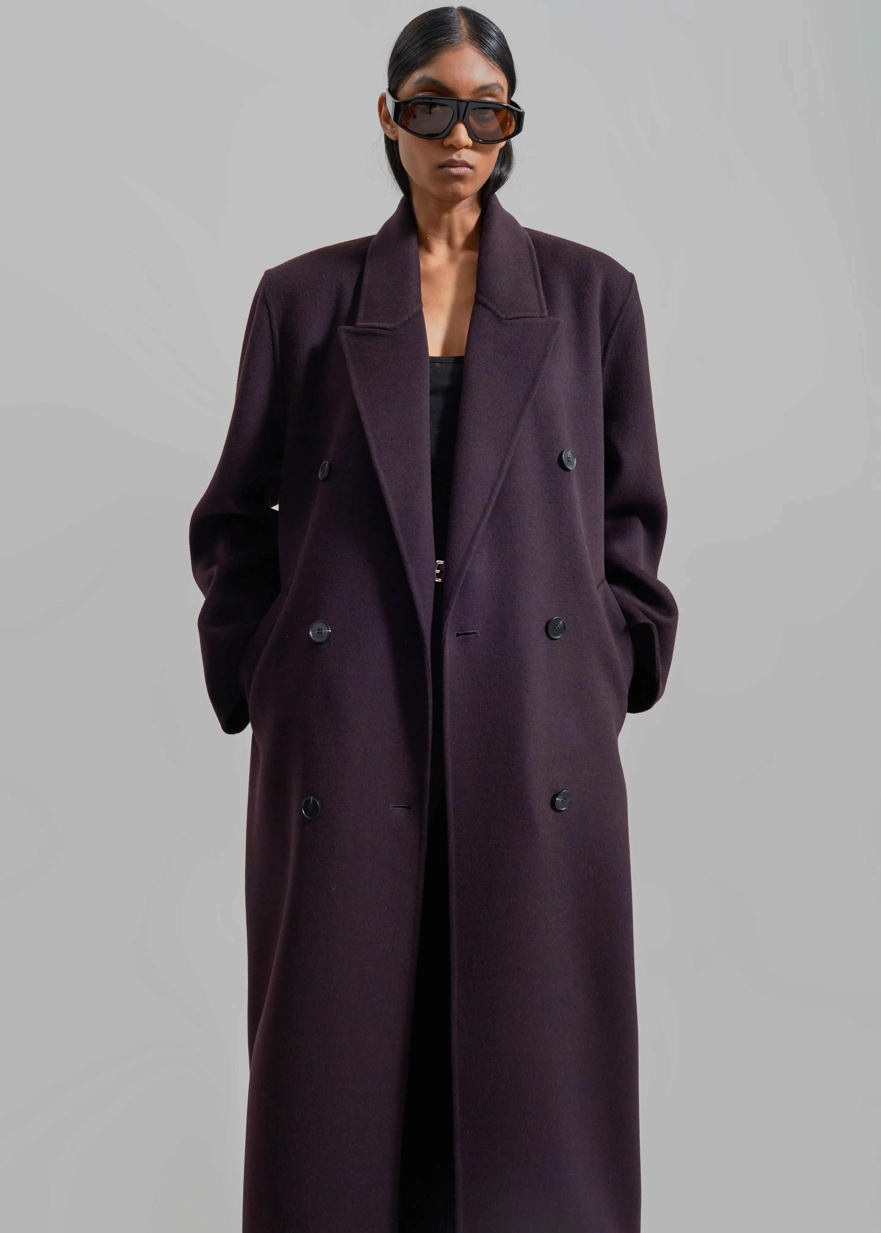 Gaia Double Breasted Coat - Dark Plum