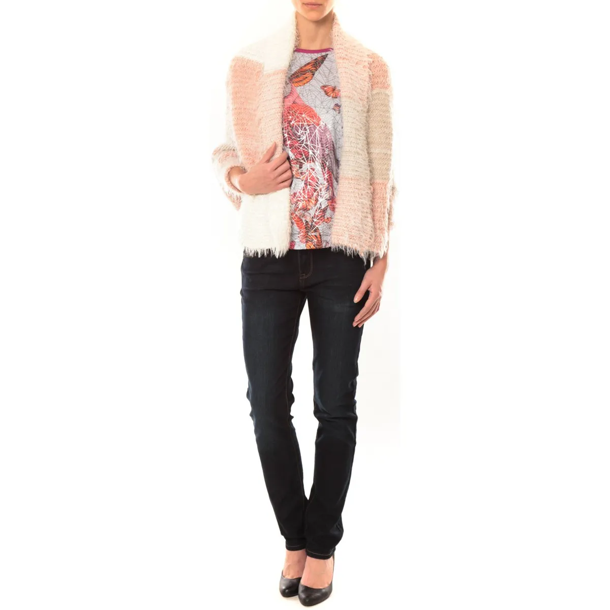 Gilet Bicolore LOLA blanc et rose