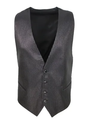 Gilet panciotto uomo Sartoriale raso laminato marrone oro gessato elegante