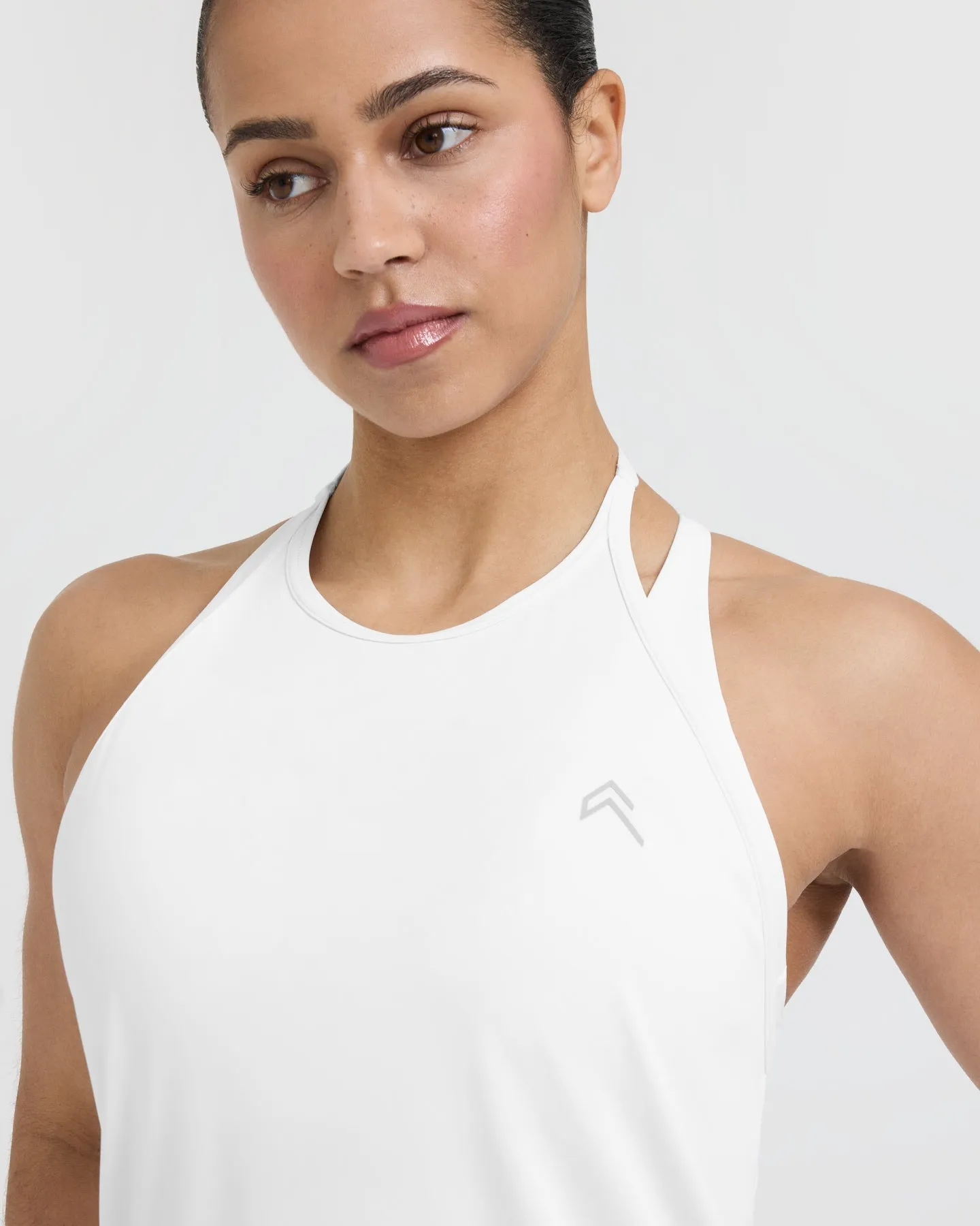 Go To High Neck Loose Crop Vest | White