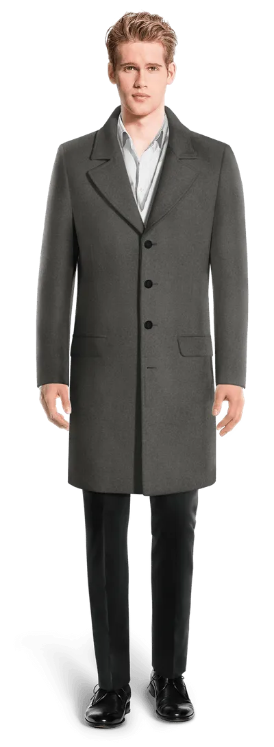 Grey Long Overcoat with warm pockets