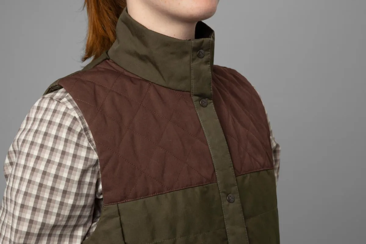 Harkila Retrieve waistcoat Women Dark warm olive/Burgundy