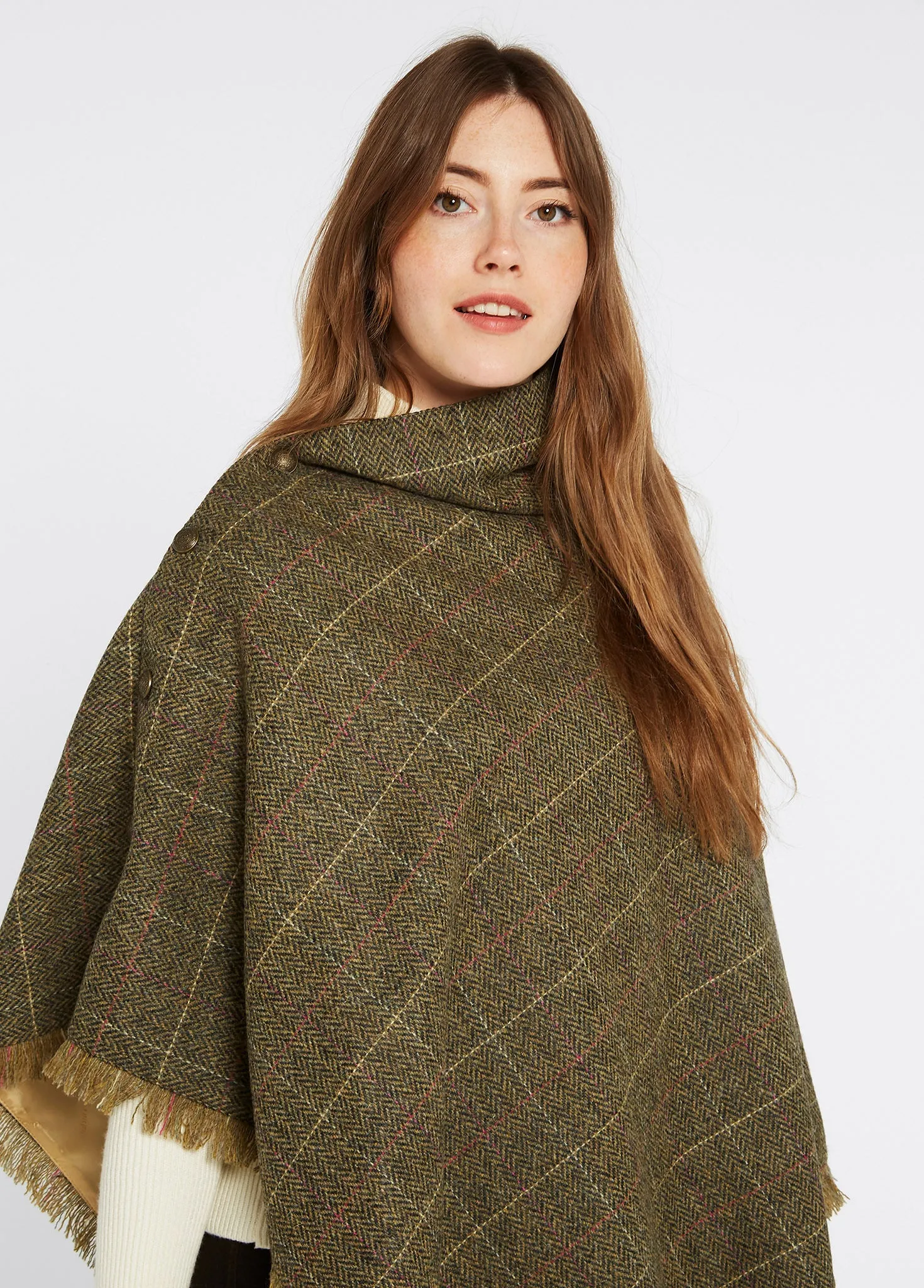 Hazelwood Tweed Poncho - Thistle