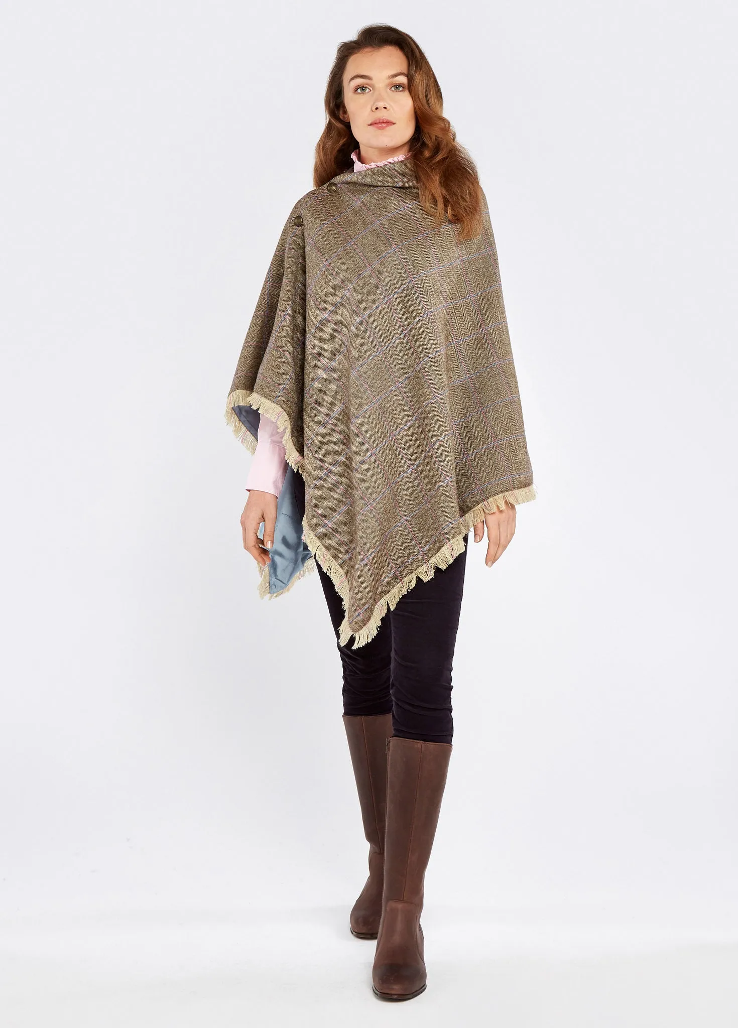 Hazelwood Tweed Poncho - Woodrose