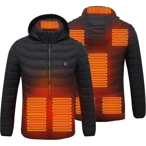 Heated Jacket USB Electric Hoodie Coat Winter Warming 8 Zone