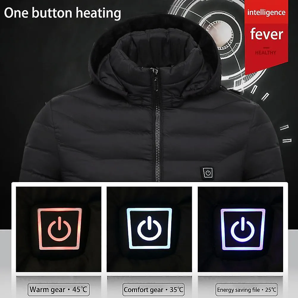 Heated Jacket USB Electric Hoodie Coat Winter Warming 8 Zone