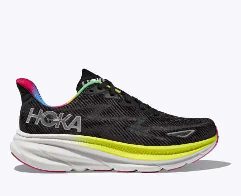 Hoka Women’s Clifton 9 Athletic Shoes-Black/All Aboard