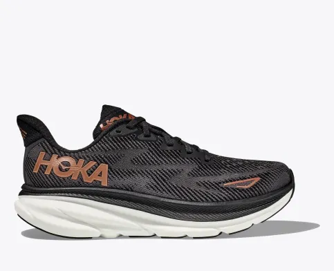 Hoka Women’s Clifton 9 Athletic Shoes-Black/Bronze