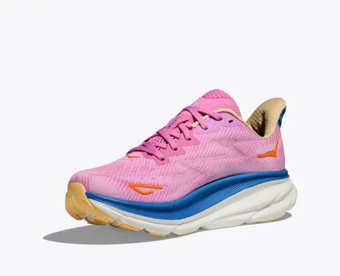 Hoka Women’s Clifton 9 Athletic Shoes-Pink/Blue